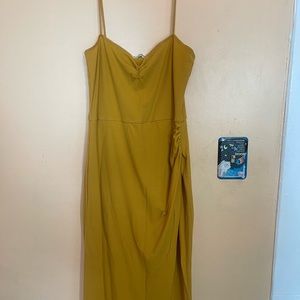 Reformation mustard yellow spaghetti strap dress
